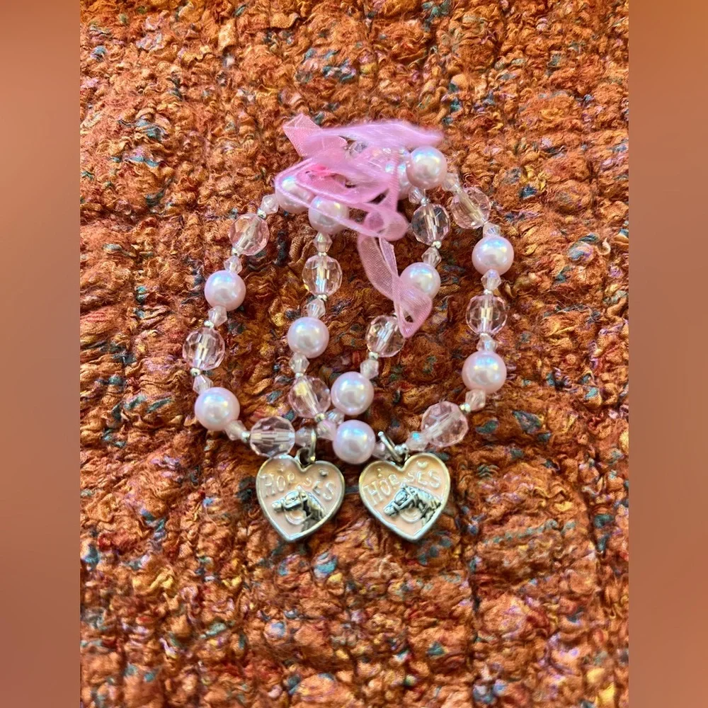 Sweet Pink and Silver Heart Charm Bracelet